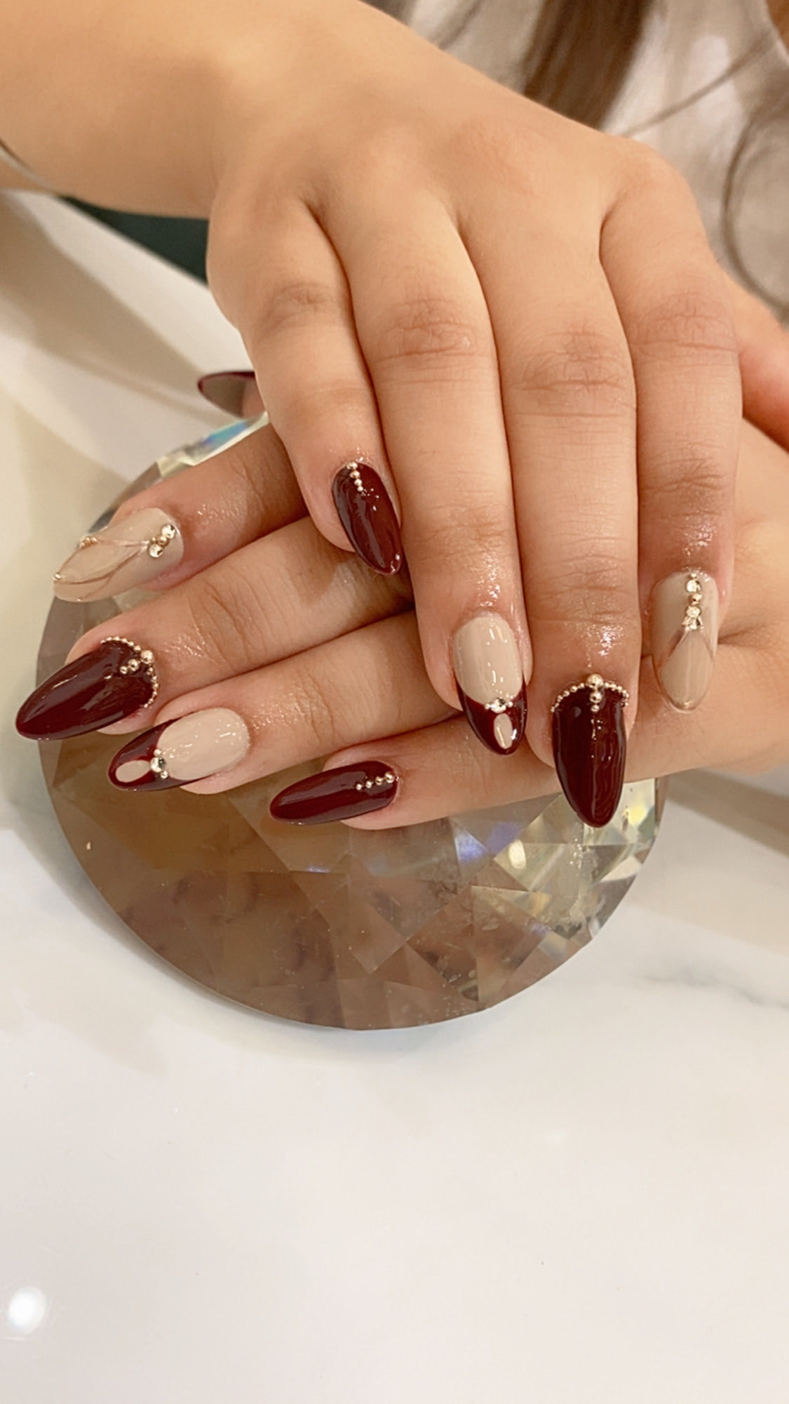 Burgundy Stiletto Extensions