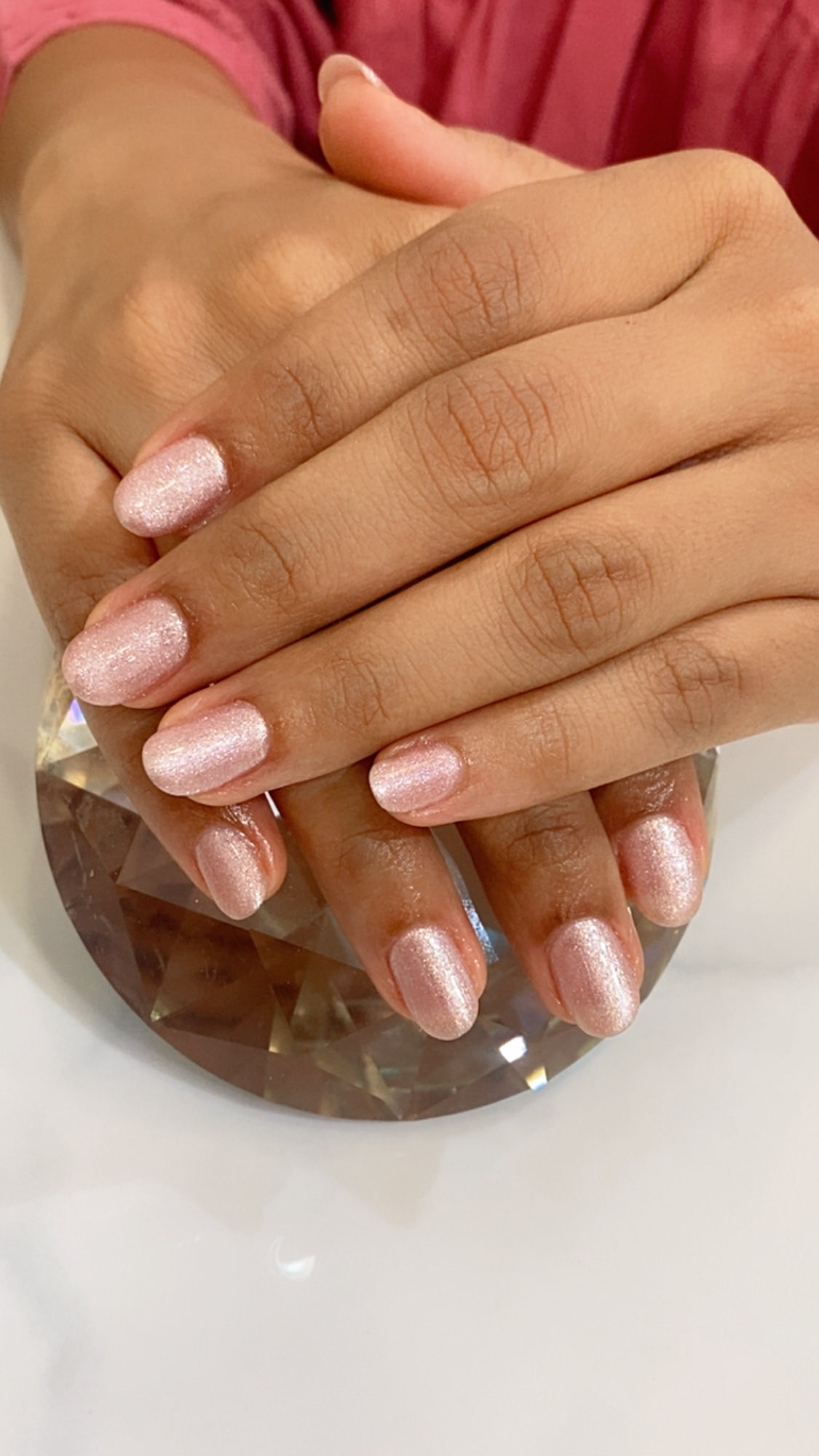 Rose Shimmer Gel Nails