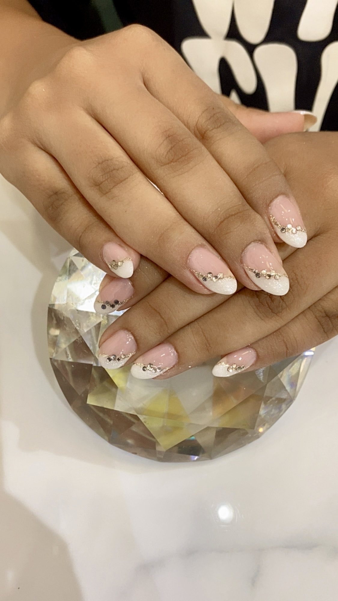 Crystal French tips bridal nail set