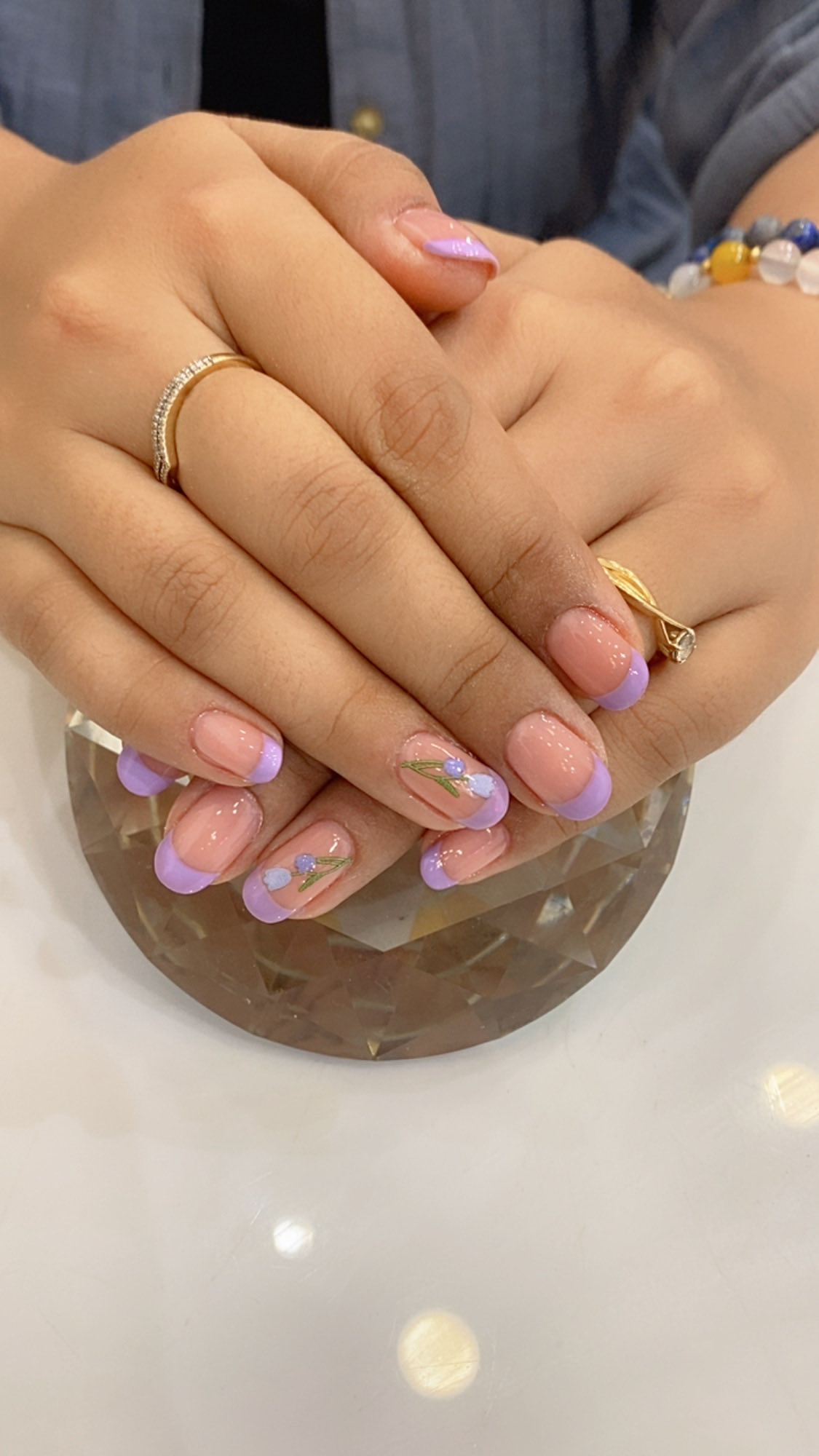 Lavender Floral French Tips